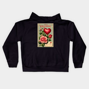 Retro valentine day rose Kids Hoodie